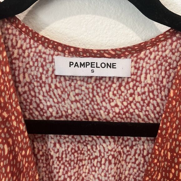 Pampelone Evelyn deep V boho maxi dress Sz S Resortwear Fall Party Cottage Vacay - Picture 4 of 9